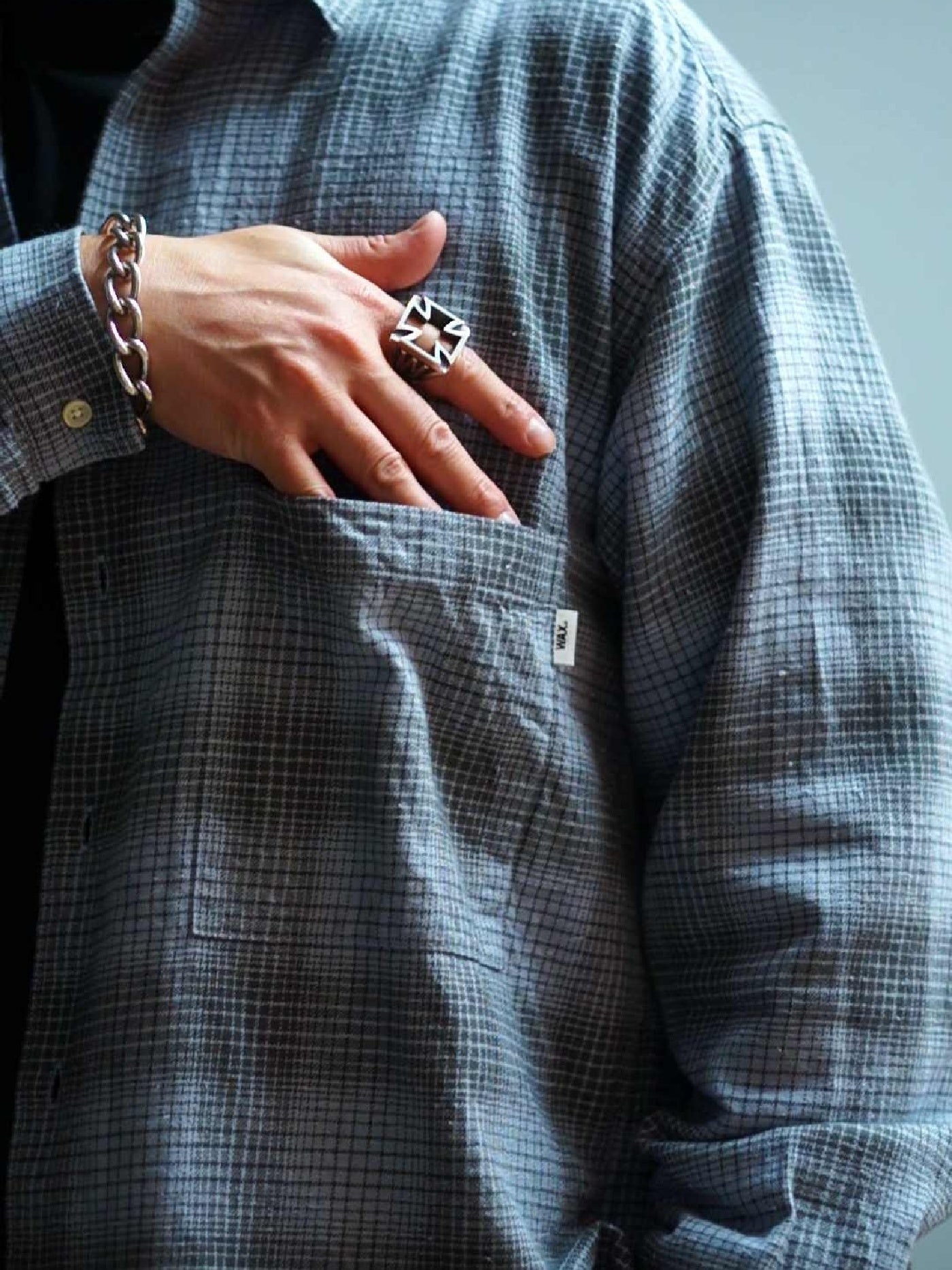 WAX | Brushed Check Shirts - Sax/Gray