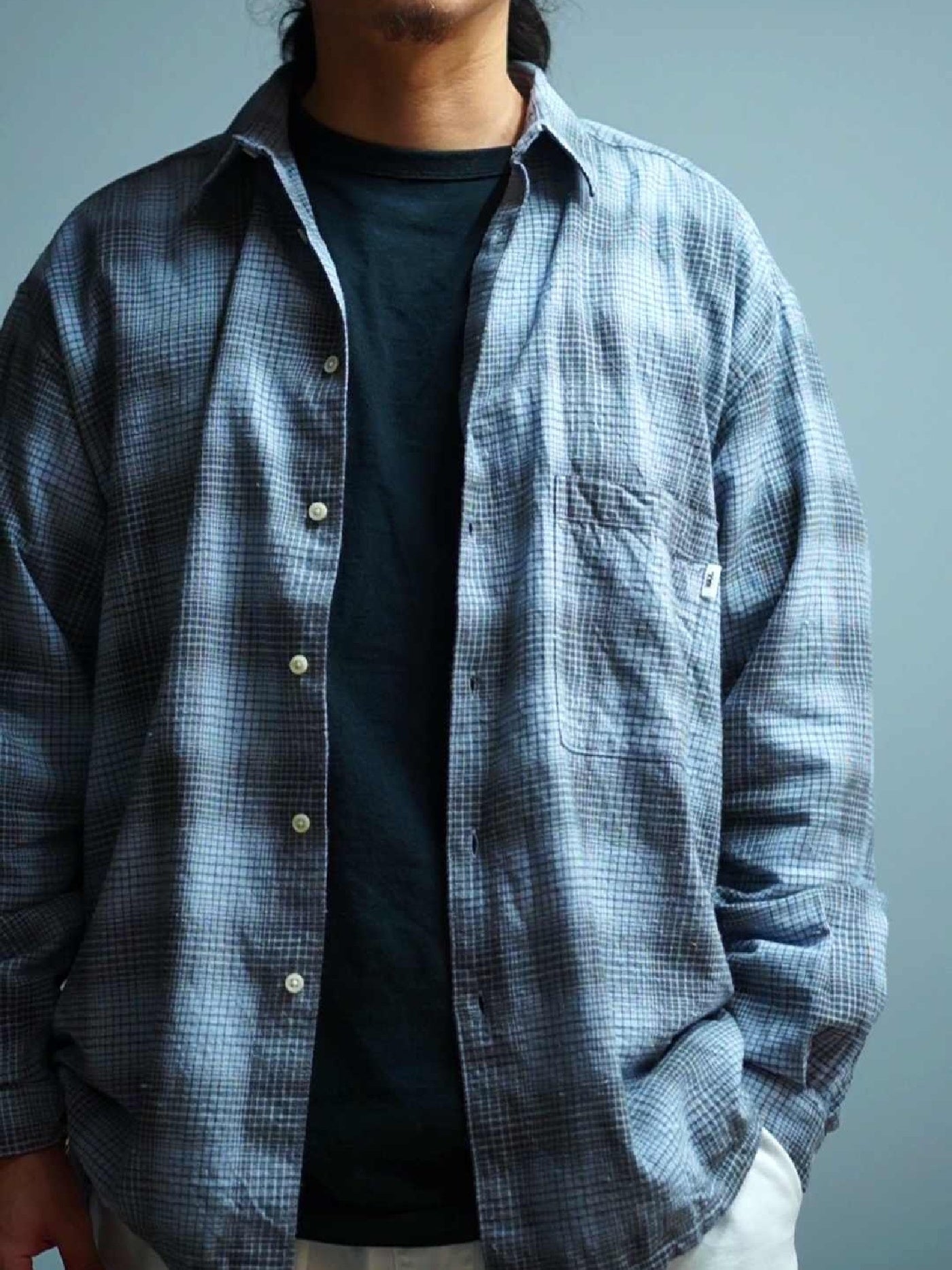 WAX | Brushed Check Shirts - Sax/Gray
