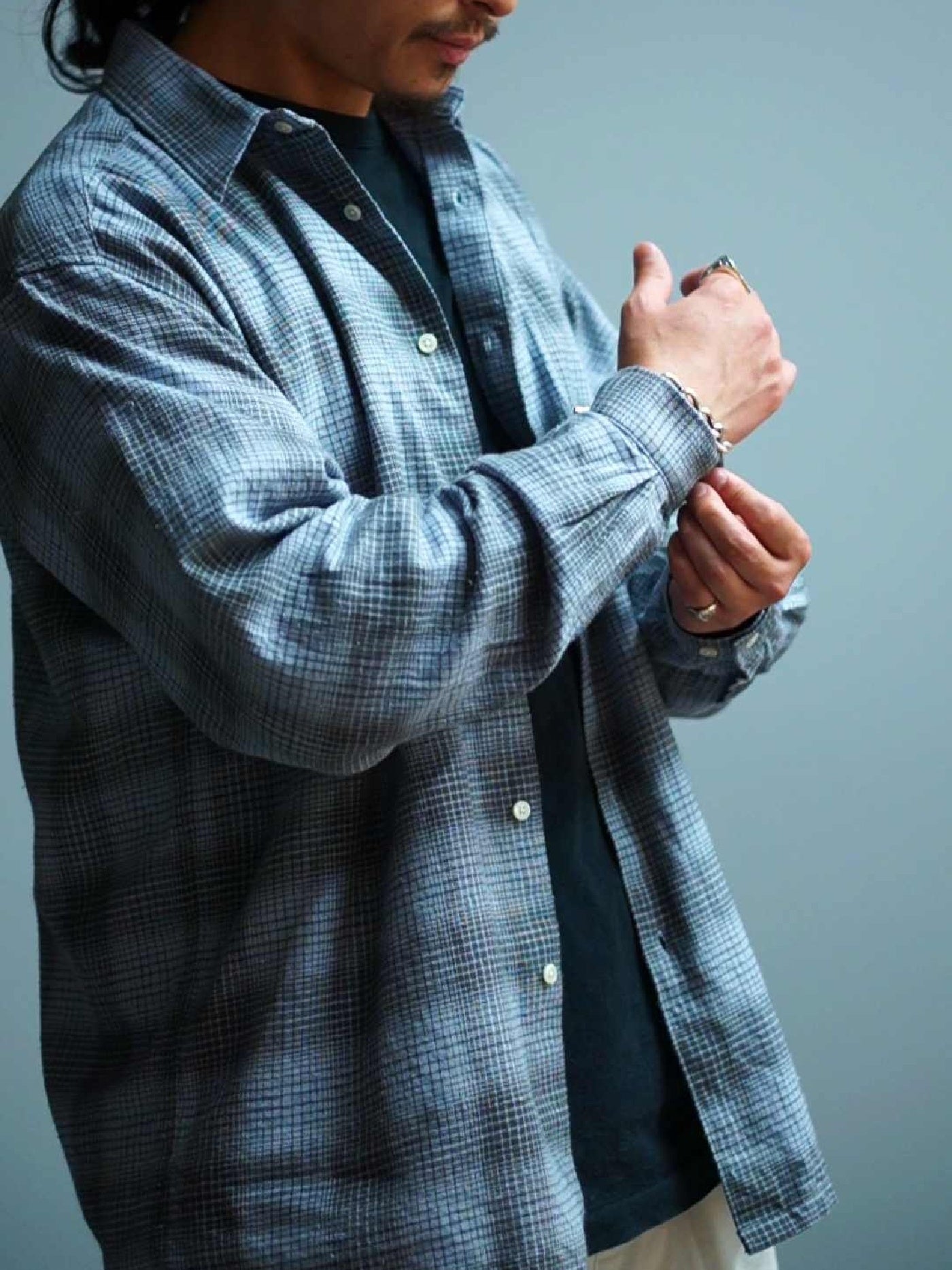 WAX | Brushed Check Shirts - Sax/Gray