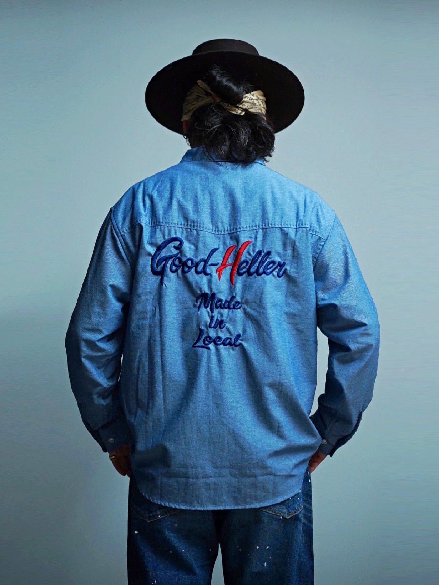 GOOD HELLER | CHAMBRAY WESTERN EMBROIDERY L/S SHIRT