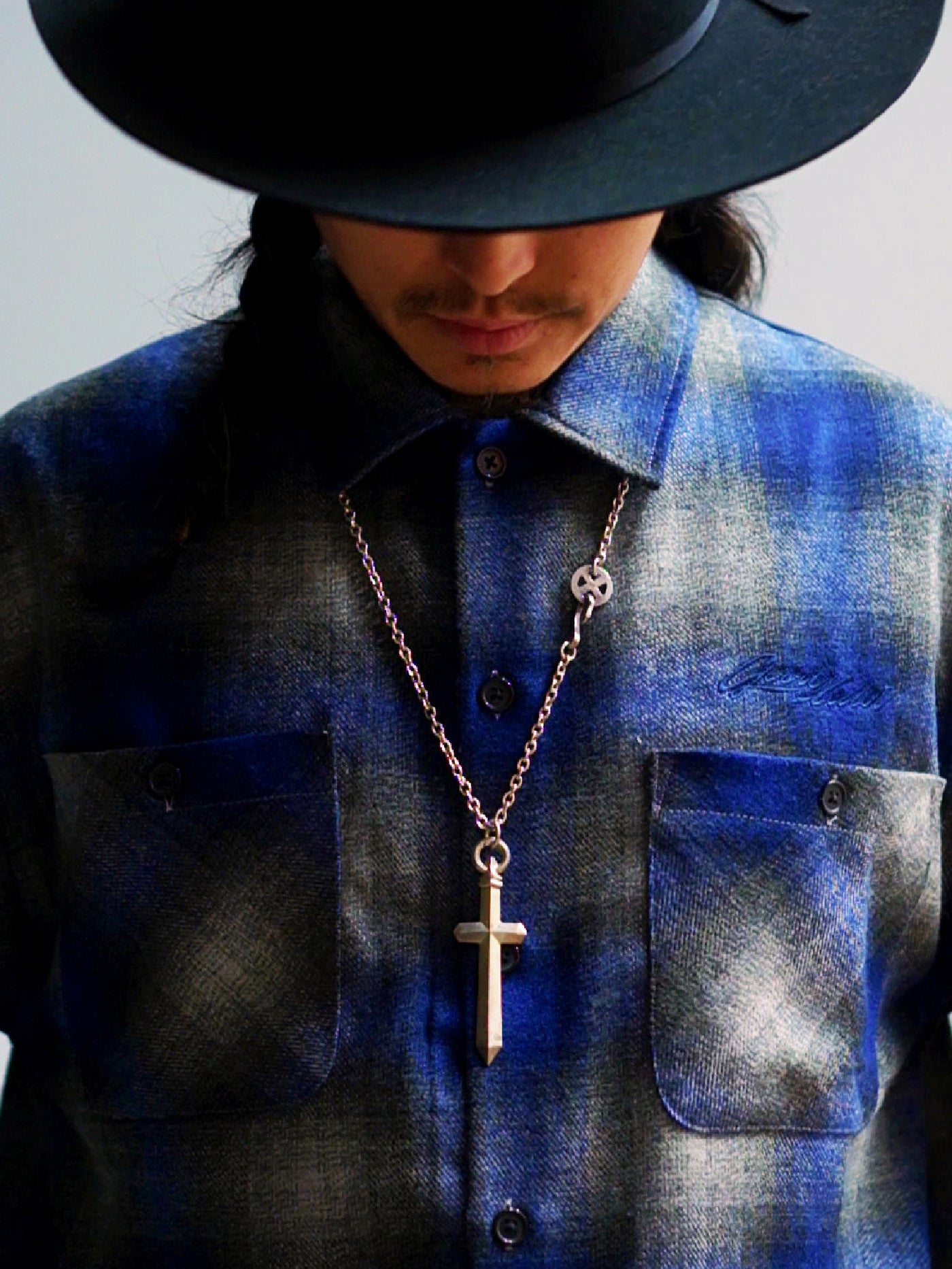 GOOD HELLER | WOOL&POLYESTER OMBRE CHECK SHIRT - Blue