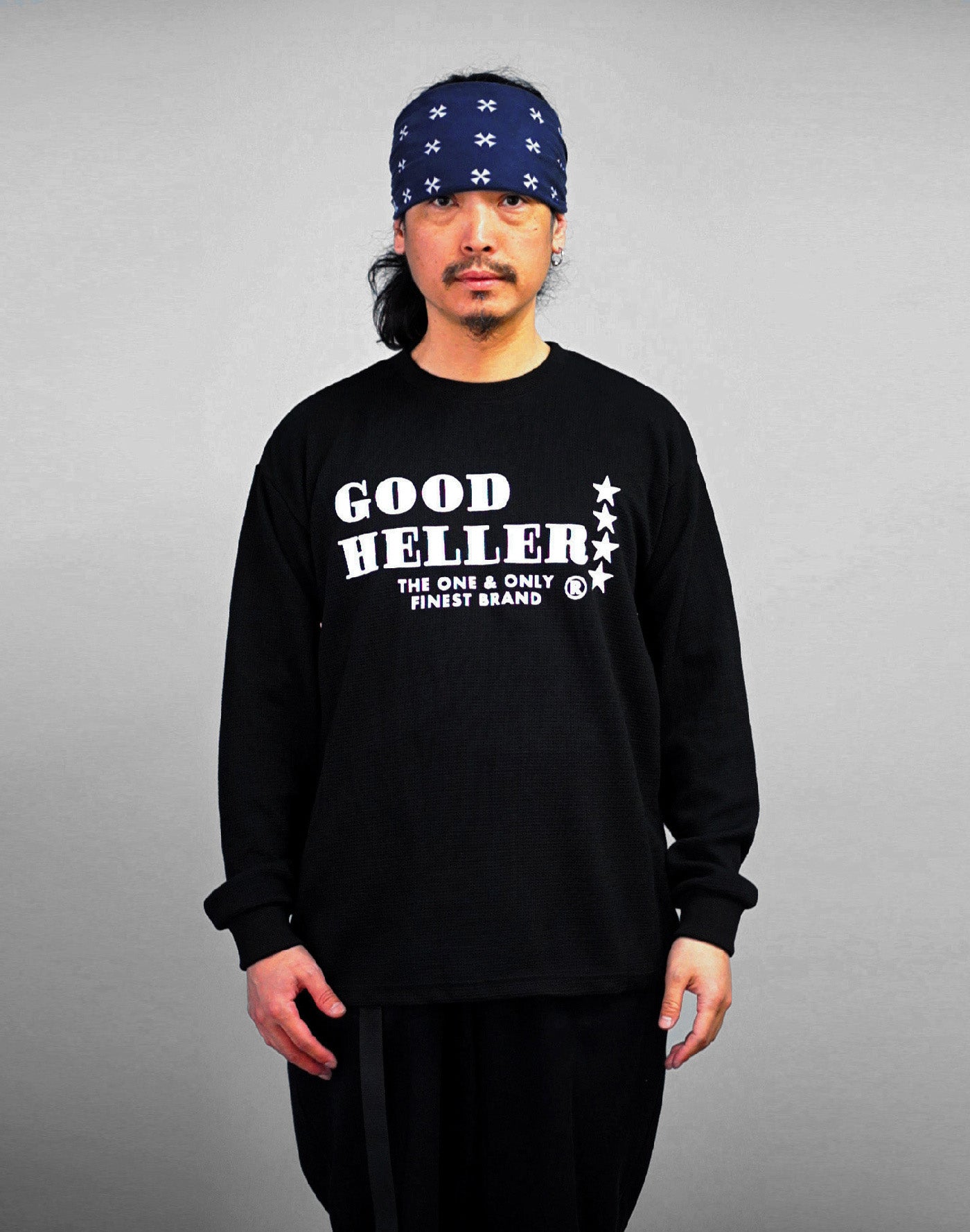 GOOD HELLER | LOGO THERMAL L/S T-SHIRT - Black