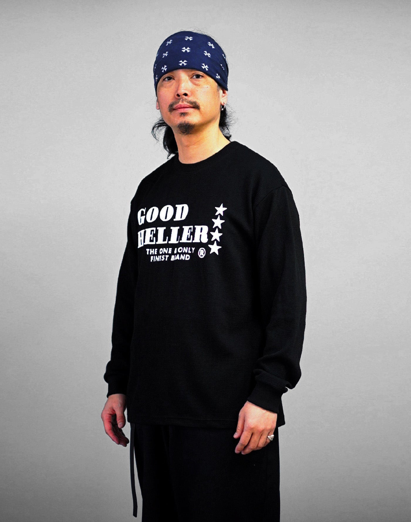 GOOD HELLER | LOGO THERMAL L/S T-SHIRT - Black