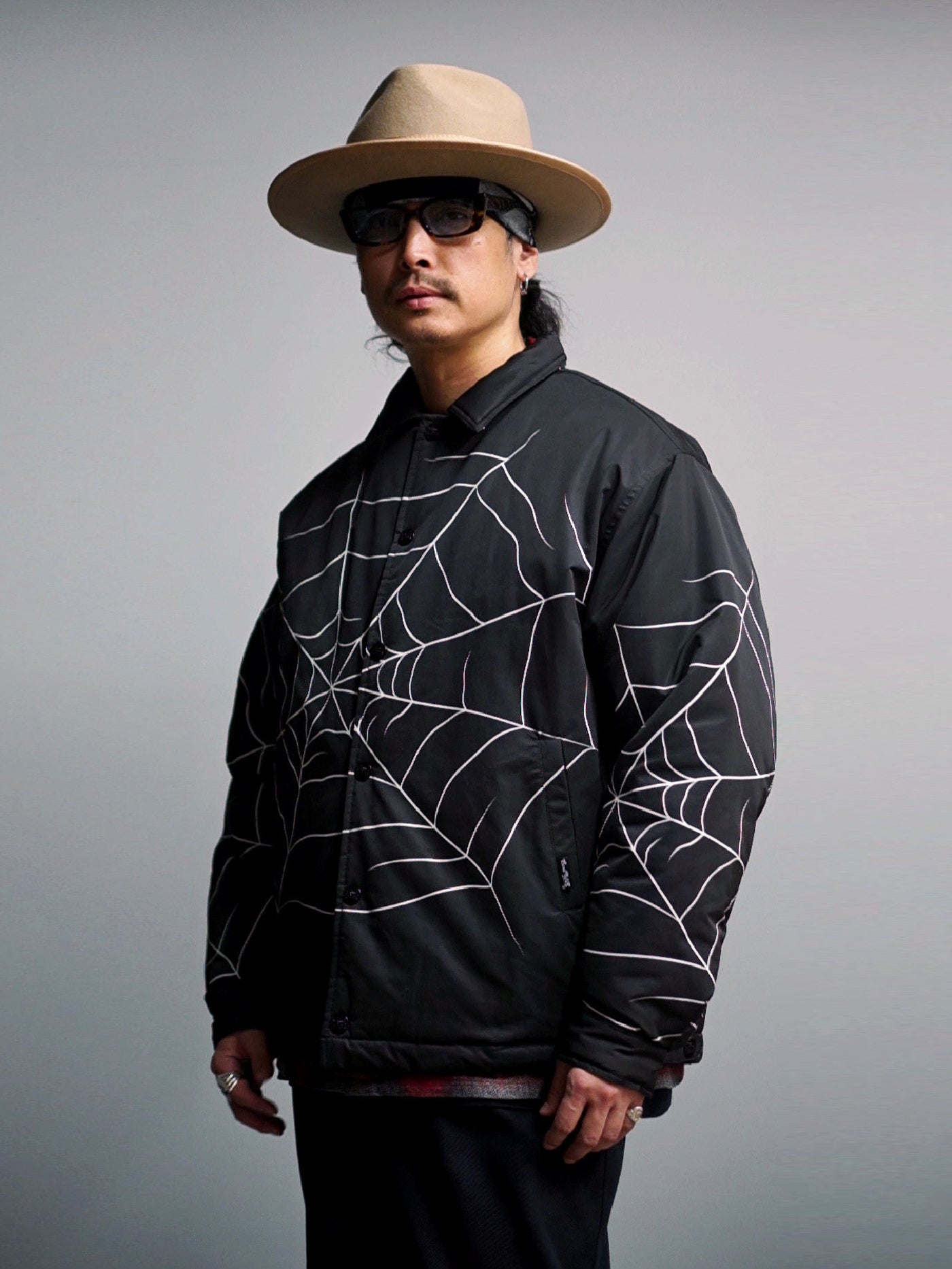 【11.8 (Sat) 12:00 Release】GOOD HELLER | SPIDER WEB PATTERN PADDED COACH JACKET