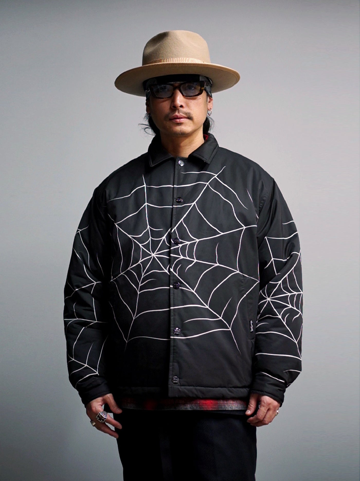 【11.8 (Sat) 12:00 Release】GOOD HELLER | SPIDER WEB PATTERN PADDED COACH JACKET