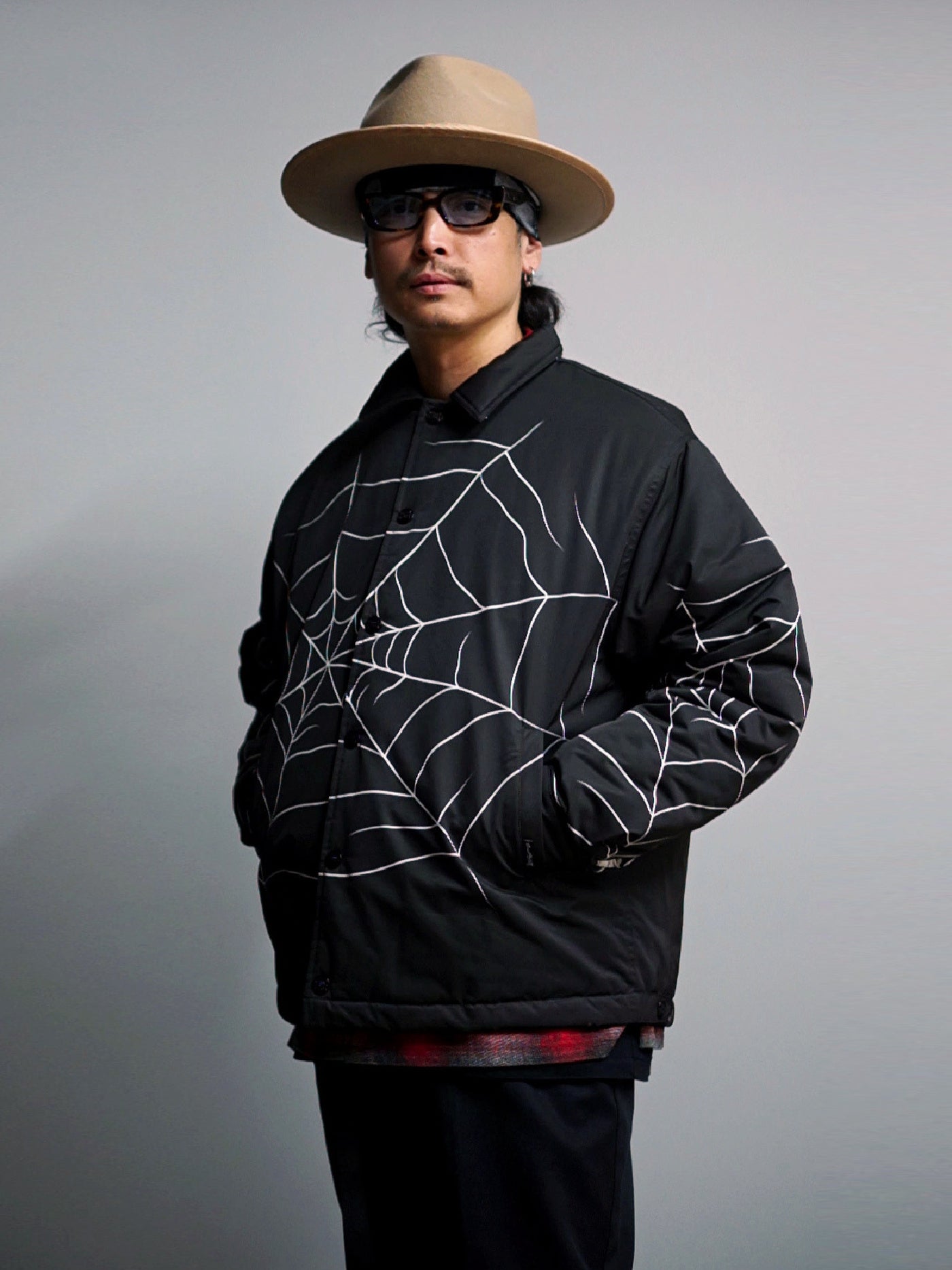 【11.8 (Sat) 12:00 Release】GOOD HELLER | SPIDER WEB PATTERN PADDED COACH JACKET