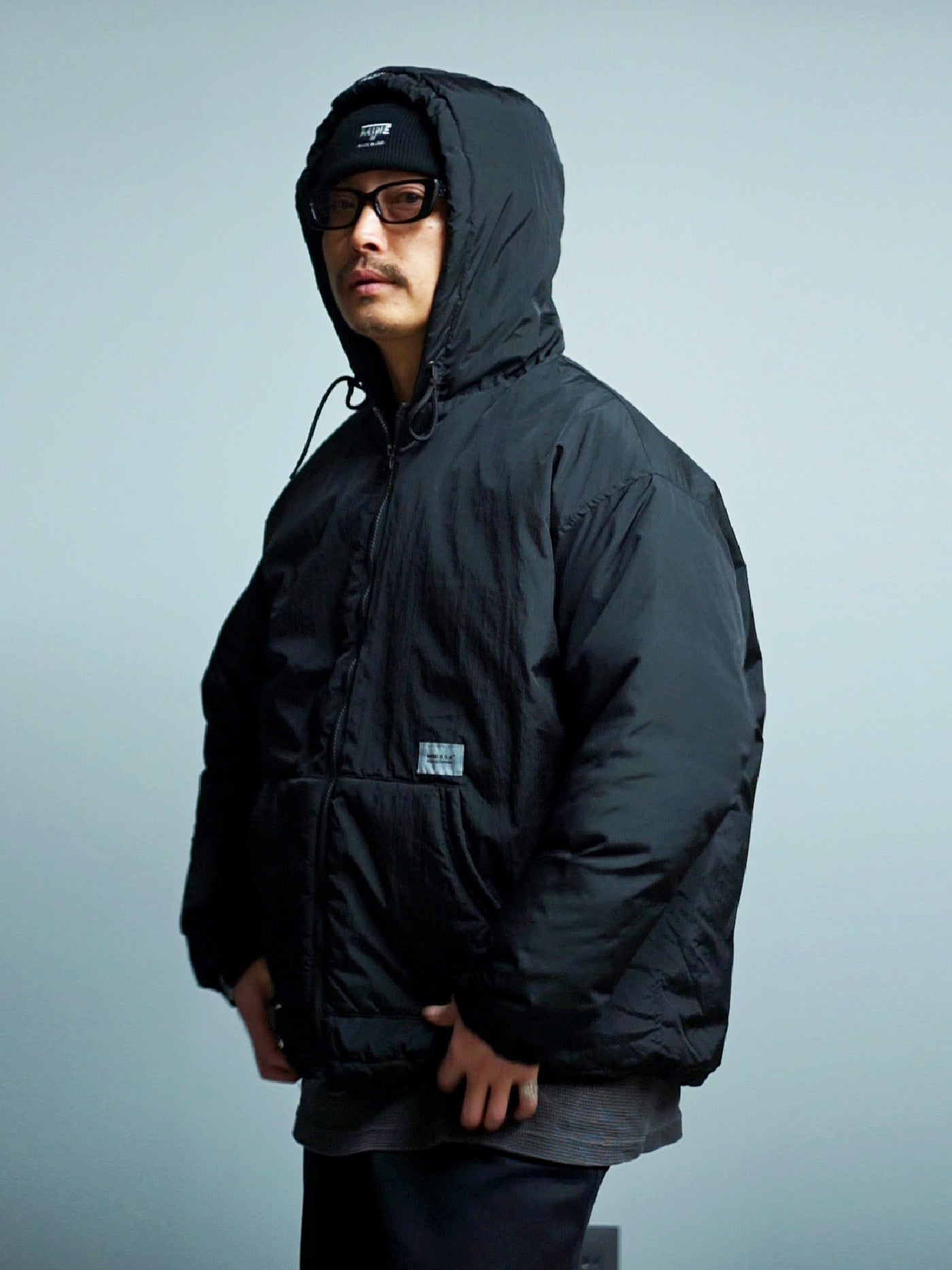 【11.15 (Sat) 12:00 Release】MINE USA | Down Double Zip Hoodie MINE×TAION - Black