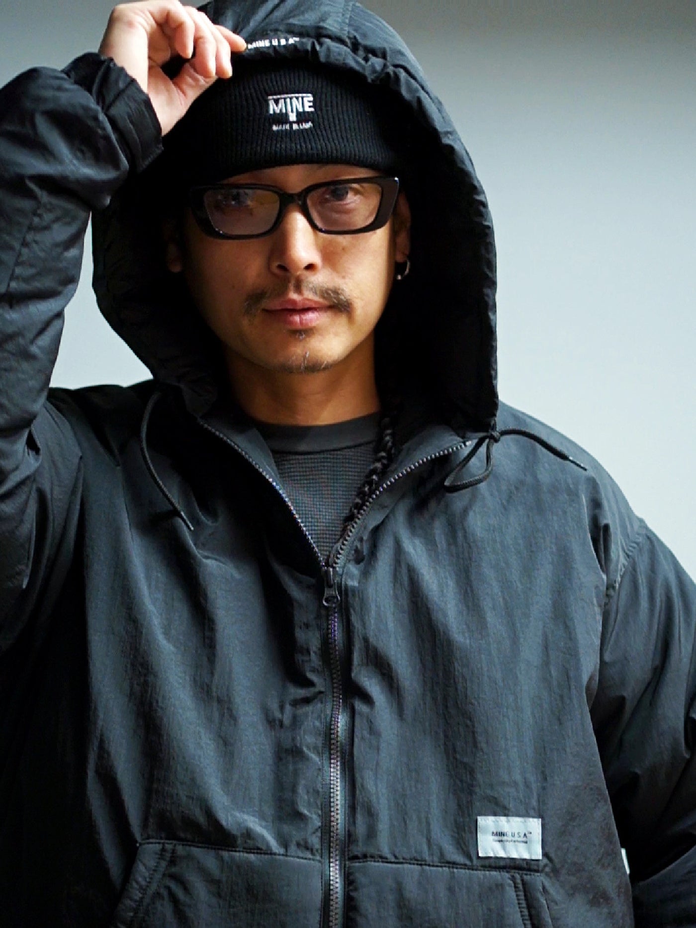 【11.15 (Sat) 12:00 Release】MINE USA | Down Double Zip Hoodie MINE×TAION - Black
