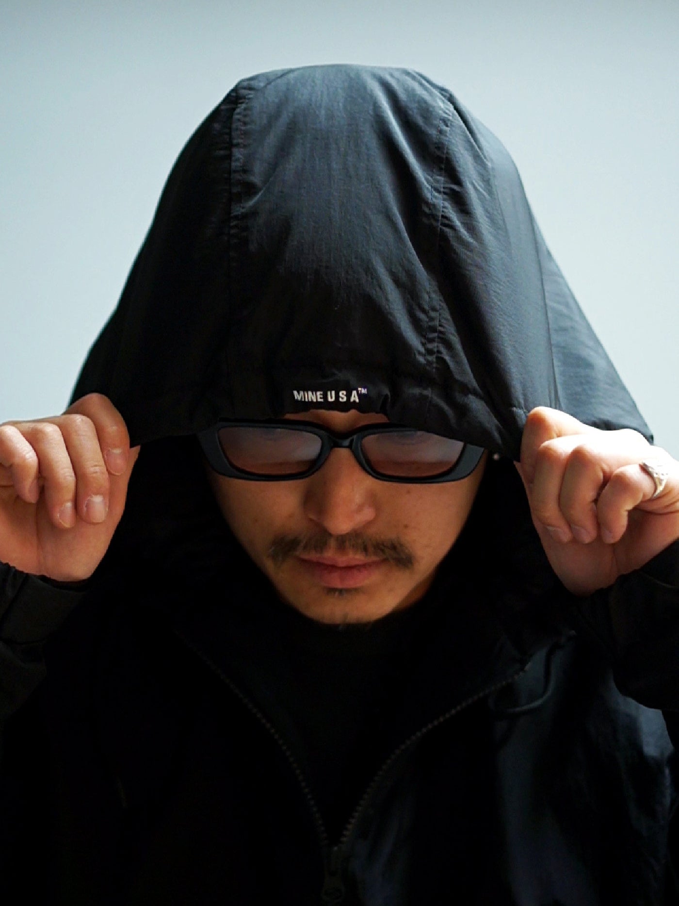 【11.15 (Sat) 12:00 Release】MINE USA | Down Double Zip Hoodie MINE×TAION - Black
