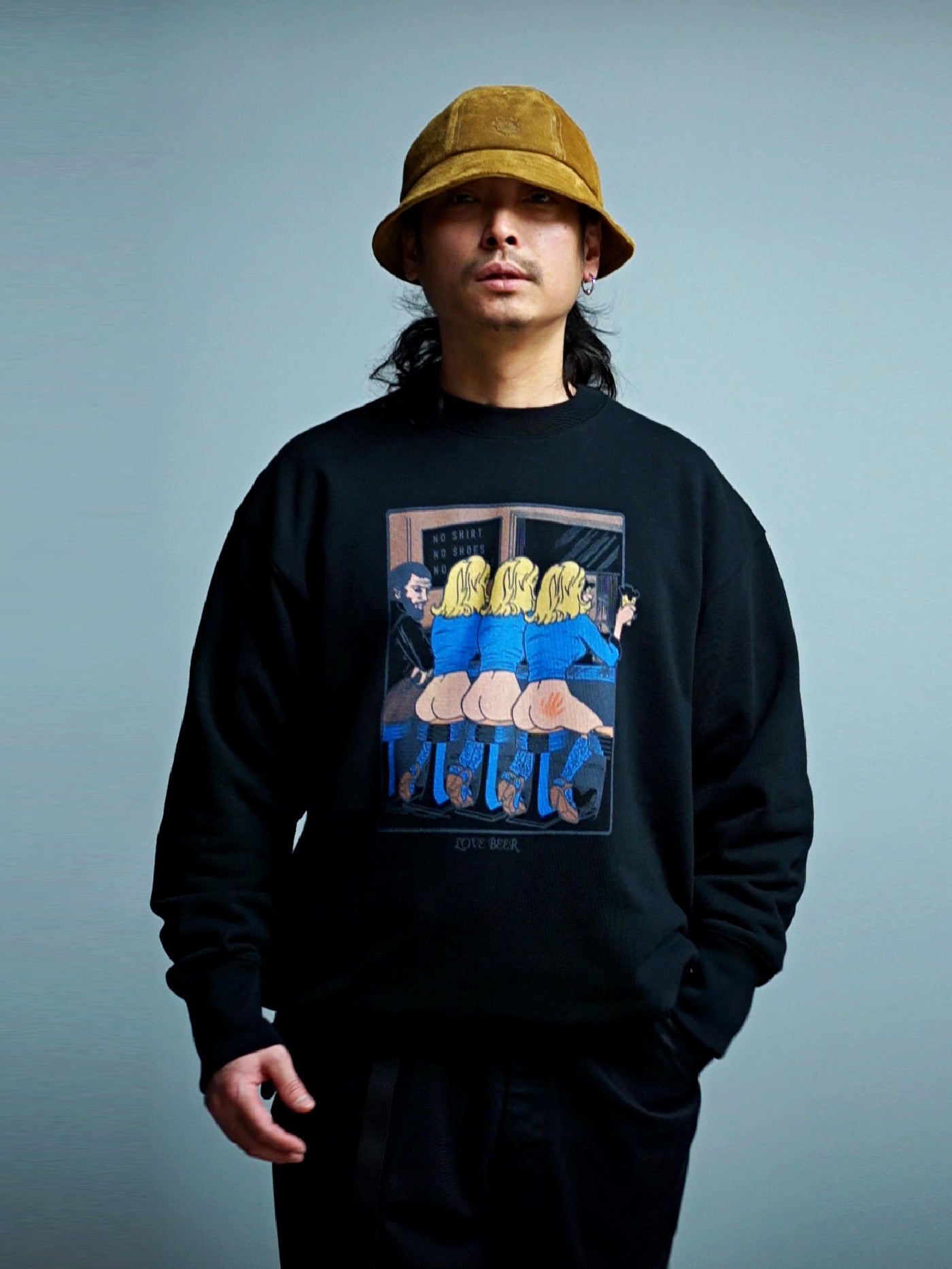 【12.20 (Sat) 12:00 Release】RADIALL | Love Beer - CREW NECK SWEATSHIRT L/S - Black