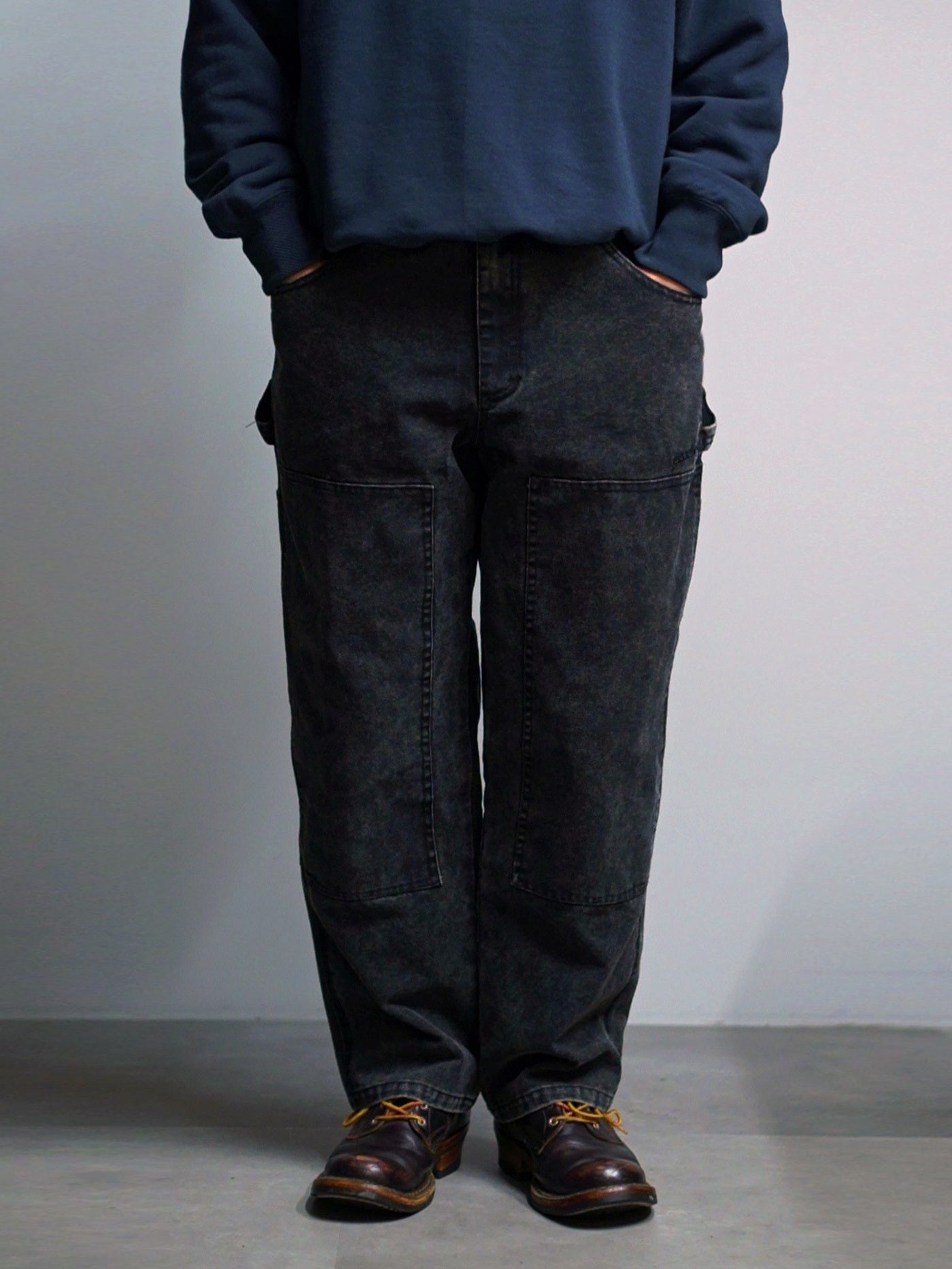 【10.25 (Sat) 12:00 Release】GOOD HELLER | HEAVY CANVAS DOUBLE KNEE PAINTER PANTS - Faded Black
