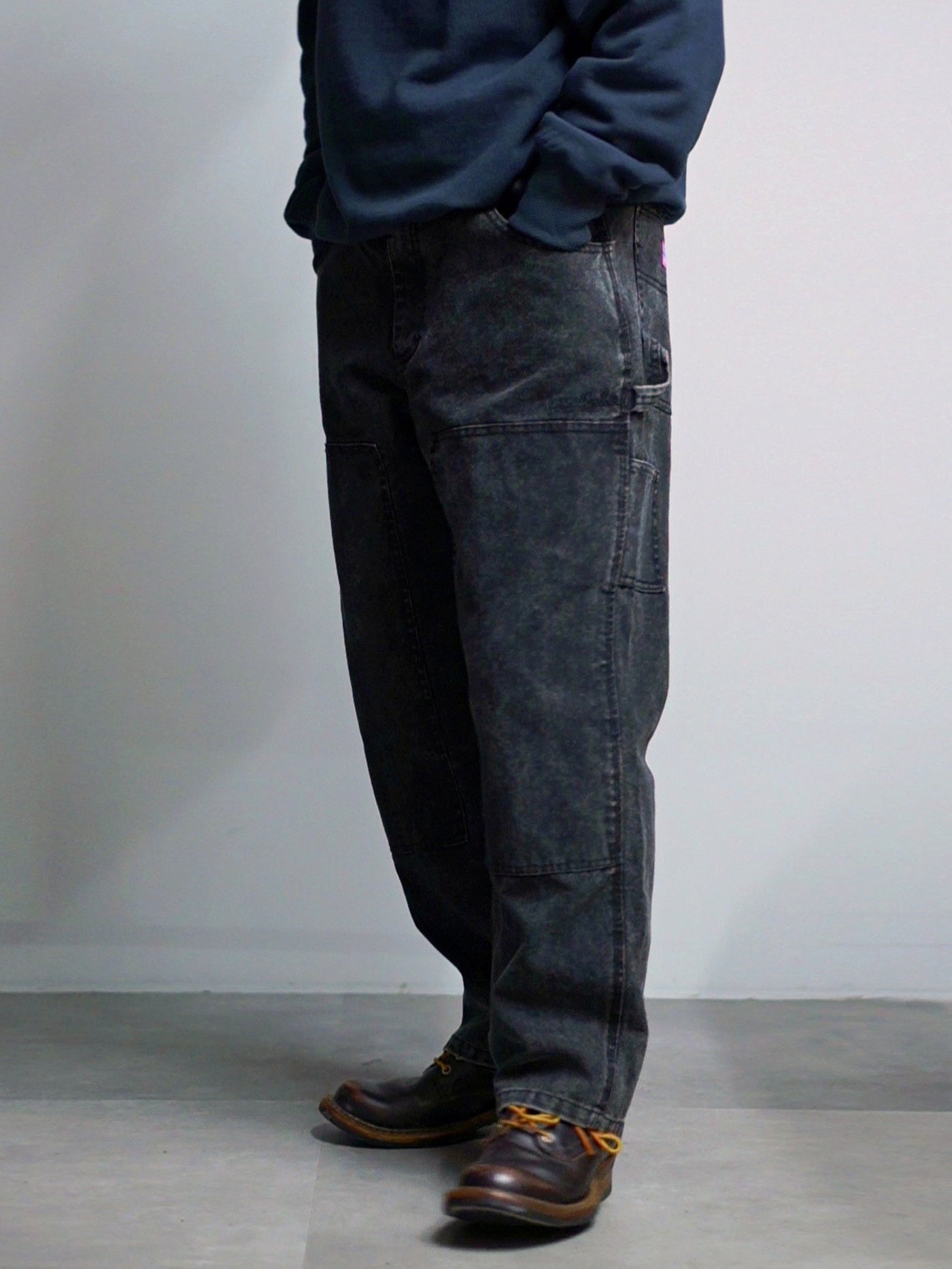 【10.25 (Sat) 12:00 Release】GOOD HELLER | HEAVY CANVAS DOUBLE KNEE PAINTER PANTS - Faded Black