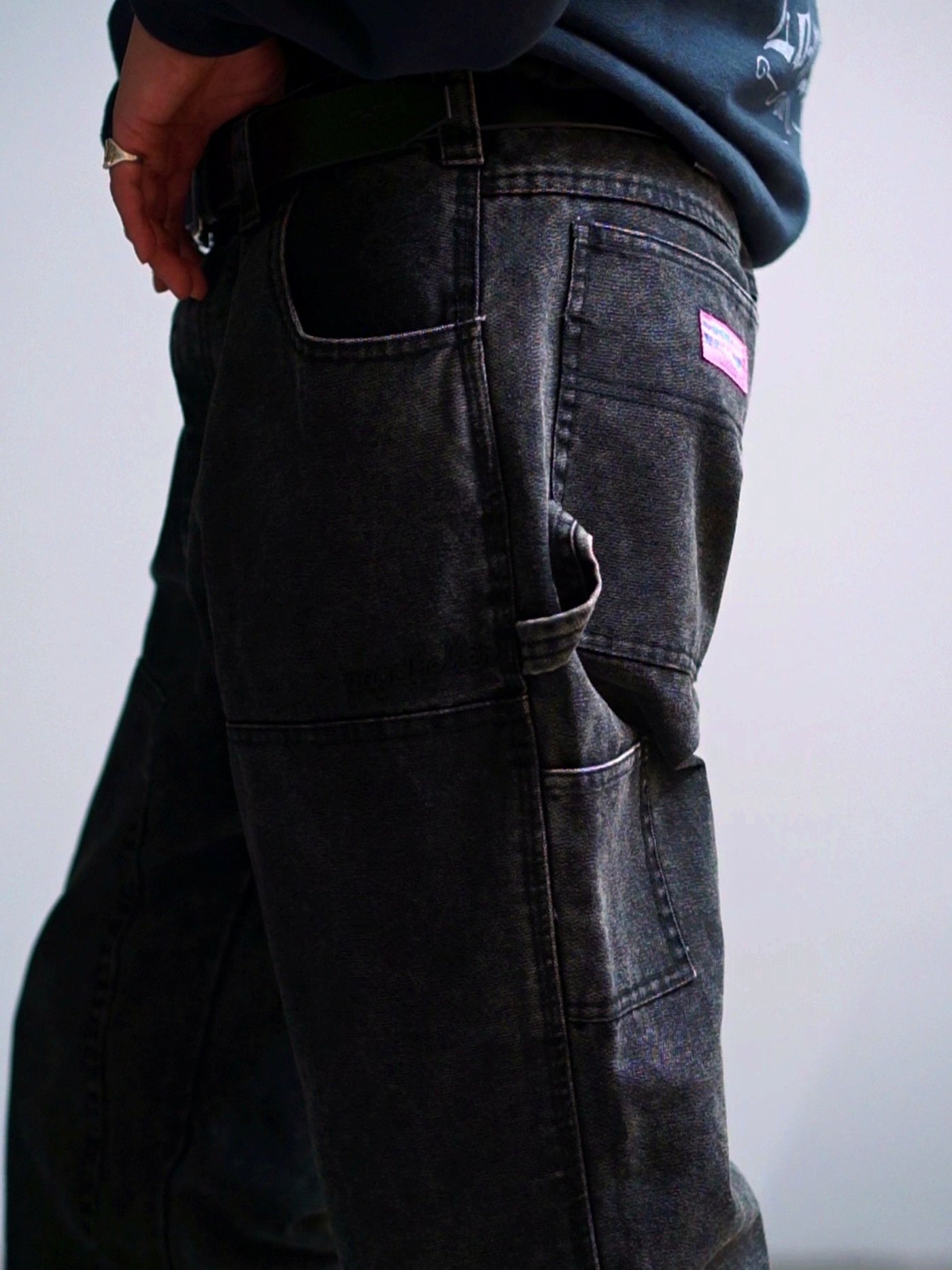 【10.25 (Sat) 12:00 Release】GOOD HELLER | HEAVY CANVAS DOUBLE KNEE PAINTER PANTS - Faded Black