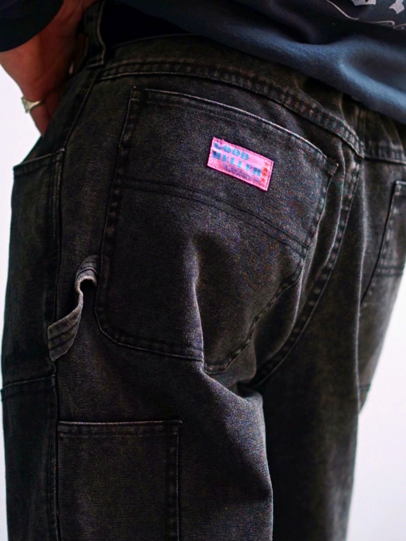 【10.25 (Sat) 12:00 Release】GOOD HELLER | HEAVY CANVAS DOUBLE KNEE PAINTER PANTS - Faded Black