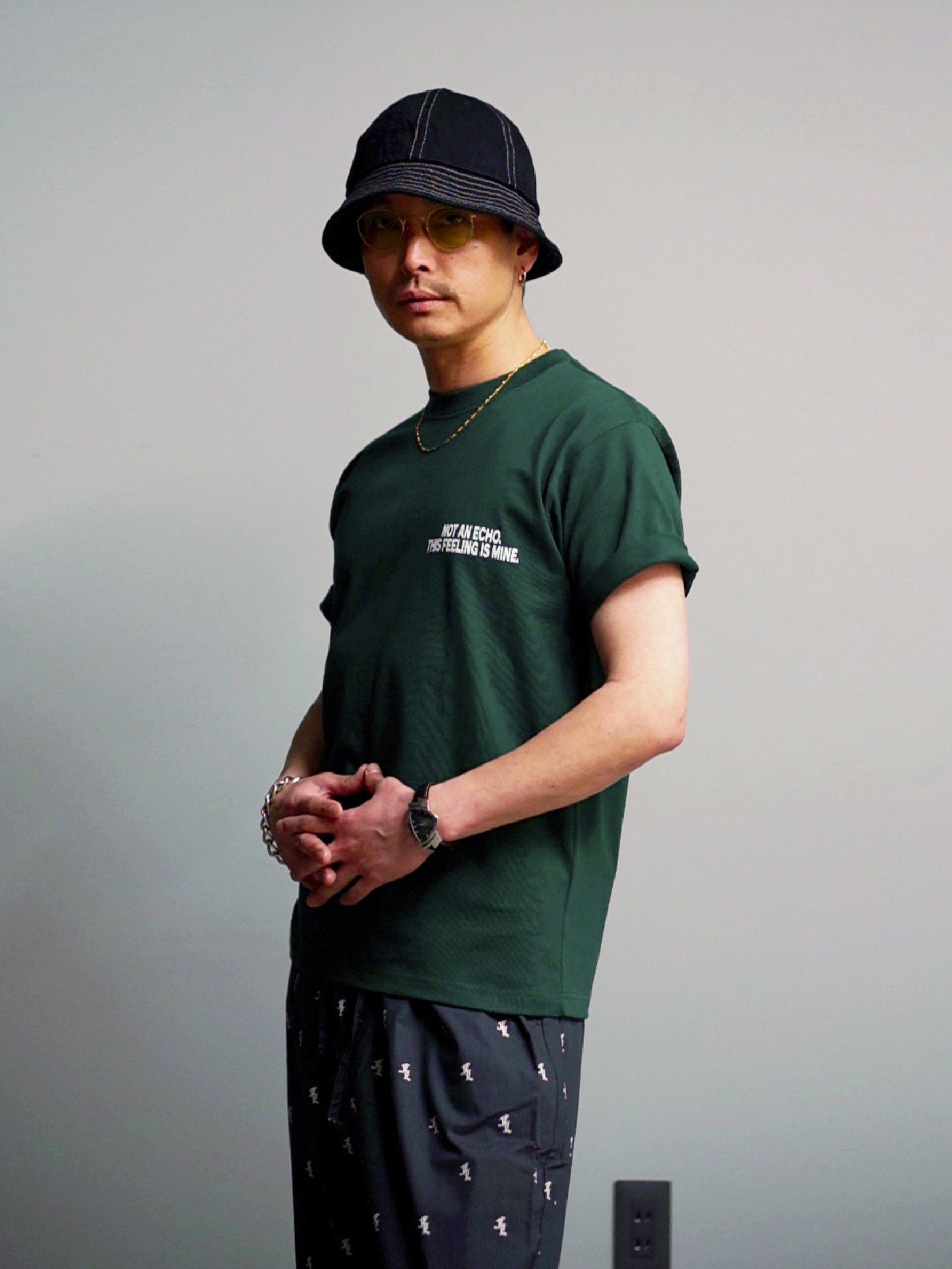 【5.3 (Sun) 12:00 Release】FLUTTER | USA Cotton Graphic Tee - Green