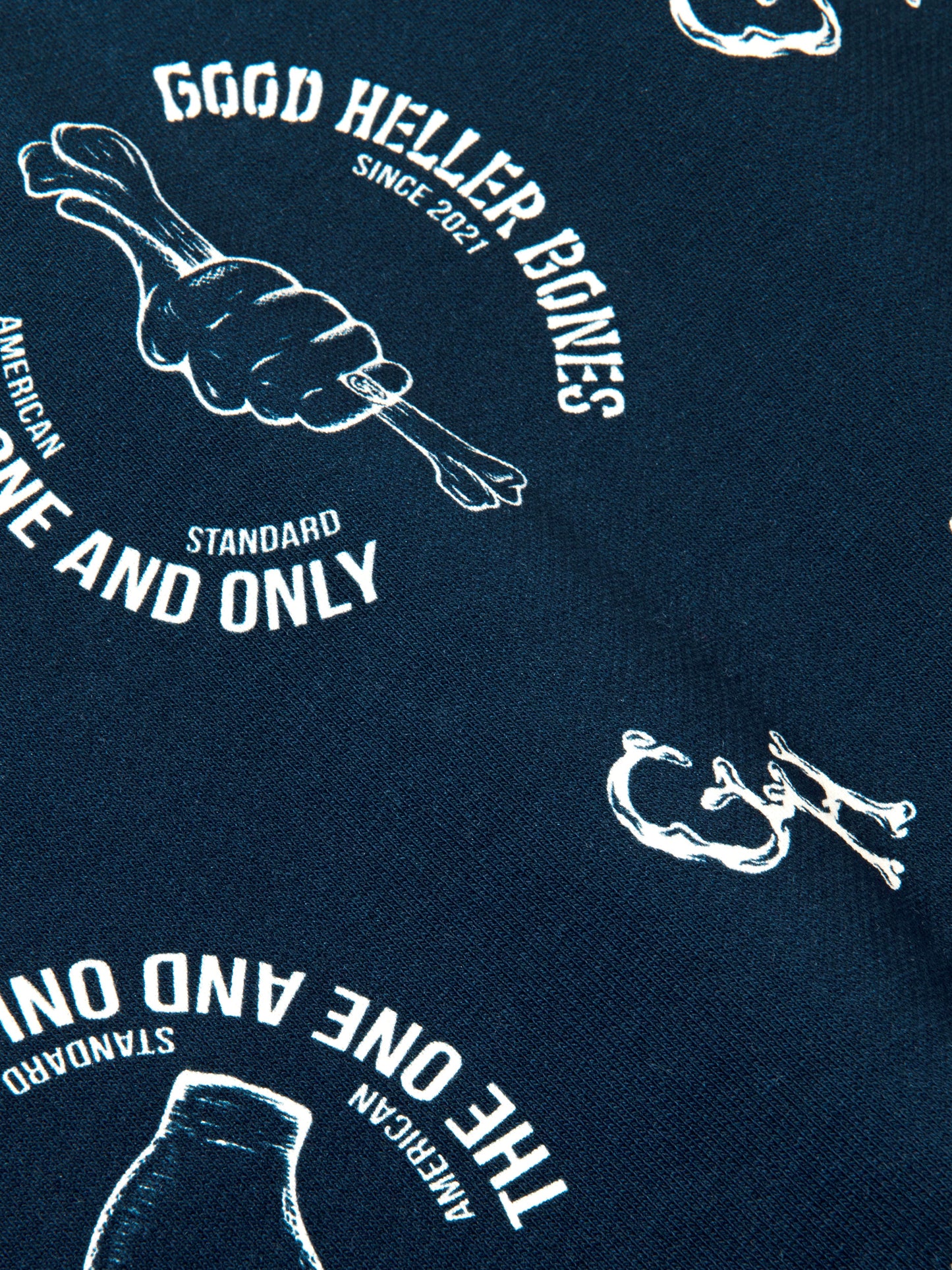GOOD HELLER | BONE LOGO ALLOVER PATTERN CREW SWEAT - Navy