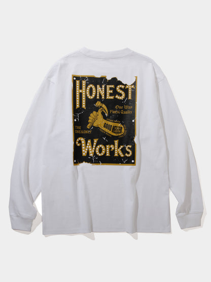 GOOD HELLER | HONEST WORKS L/S T-SHIRT - White
