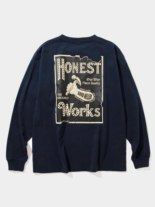 GOOD HELLER | HONEST WORKS L/S T-SHIRT - Navy