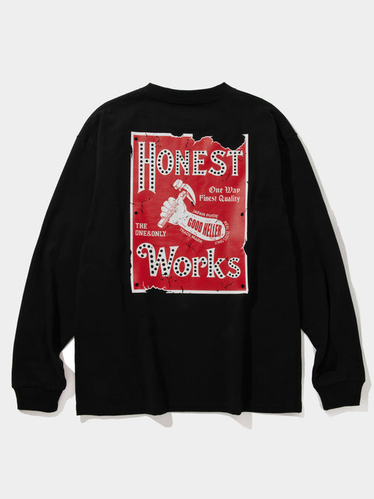 GOOD HELLER | HONEST WORKS L/S T-SHIRT - Black