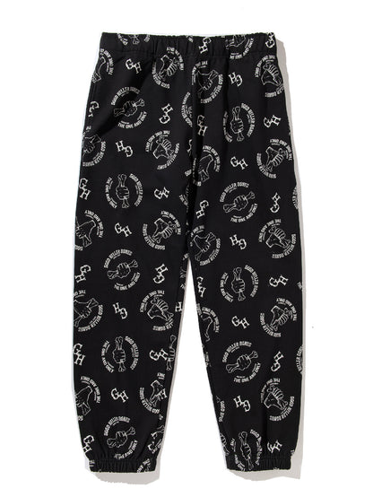 GOOD HELLER | BONE LOGO ALLOVER PATTERN SWEAT PANTS - Black