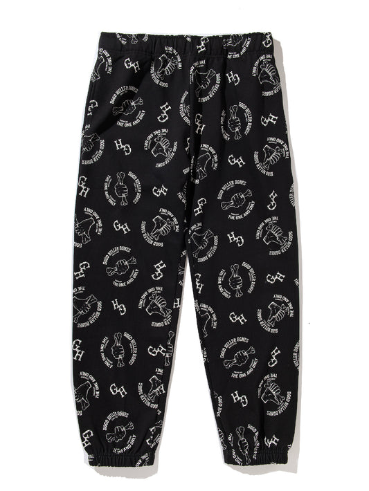 【9.27 (Sat) 12:00 Release】GOOD HELLER | BONE LOGO ALLOVER PATTERN SWEAT PANTS - Black