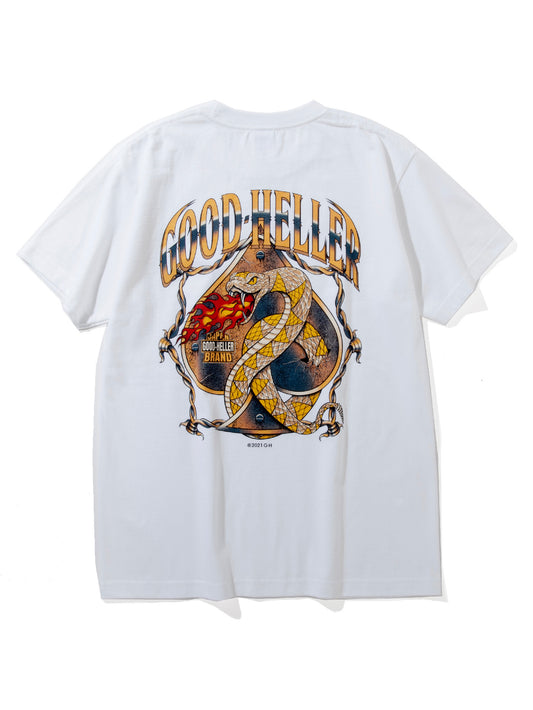 【8.2 (Sat) 12:00 Release】GOOD HELLER | SPADE SNAKE LOGO S/S T-SHIRT - White