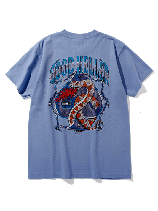 【8.2 (Sat) 12:00 Release】GOOD HELLER | SPADE SNAKE LOGO S/S T-SHIRT - Dusty Blue