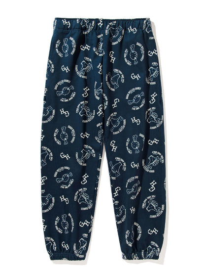 GOOD HELLER | BONE LOGO ALLOVER PATTERN SWEAT PANTS - Navy