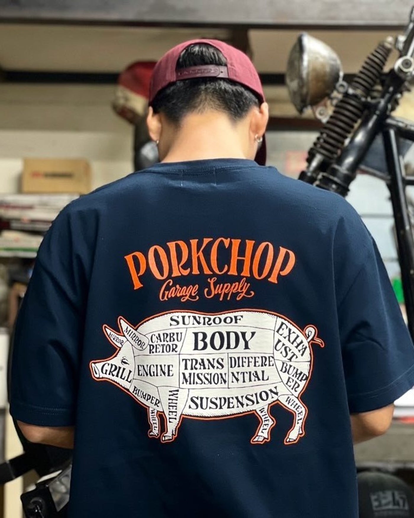 PORKCHOP | PORK BACK TEE 24SS - Navy