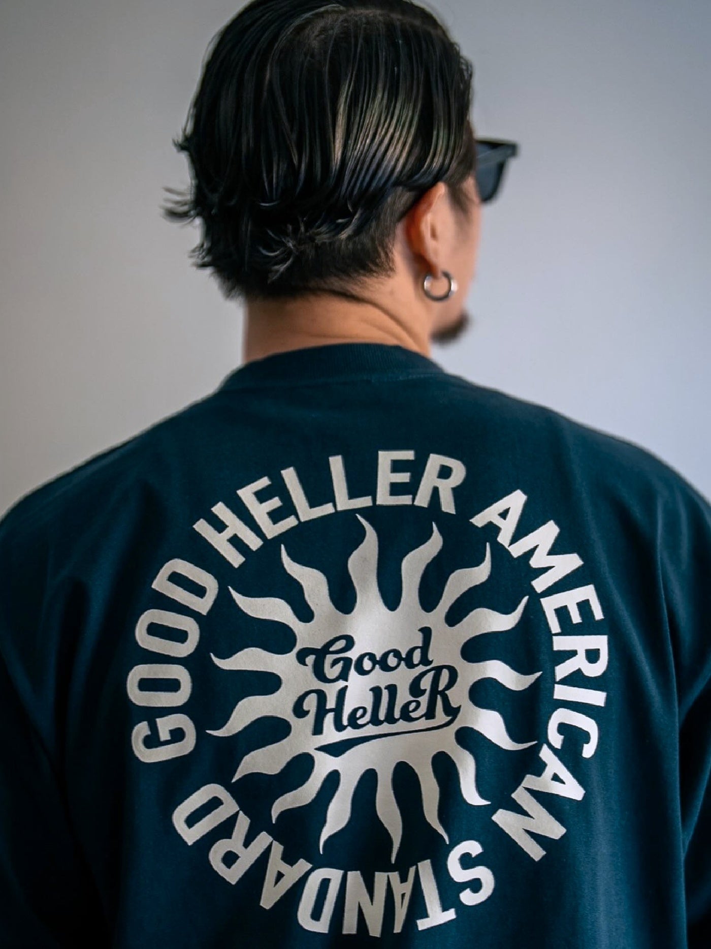 GOOD HELLER | SUN LOGO 9.5oz L/S T-SHIRT - Navy