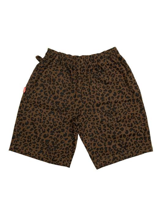 FLUTTER | The Holiday -Comfy fit- Cotton Twill Leopard Easy Short Pants - Brown