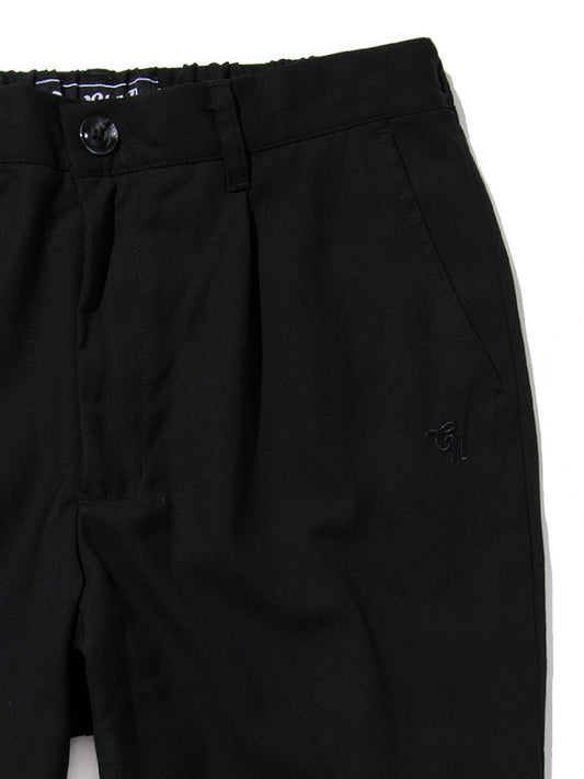 GOOD HELLER | POLYESTER RAYON ONE TUCK EASY SLACKS - Black