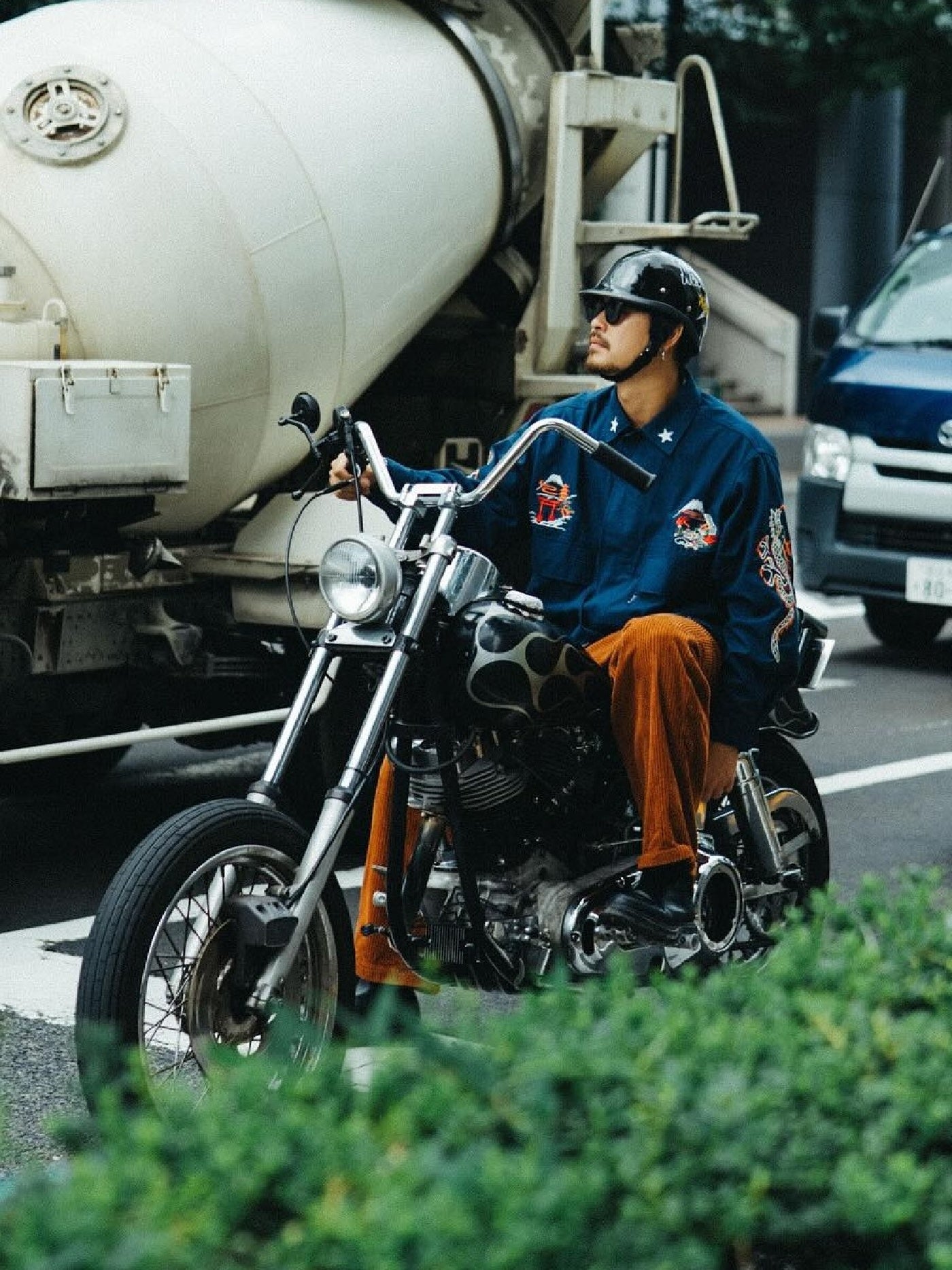 GOOD HELLER | KOR ARMY TYPE SOUVENIR JACKET DRAGON AND US EAGLE EMBROIDERIES - Navy