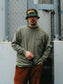 GOOD HELLER | LEATHER WAPPEN USED WASH L/S T-SHIRT - Olive