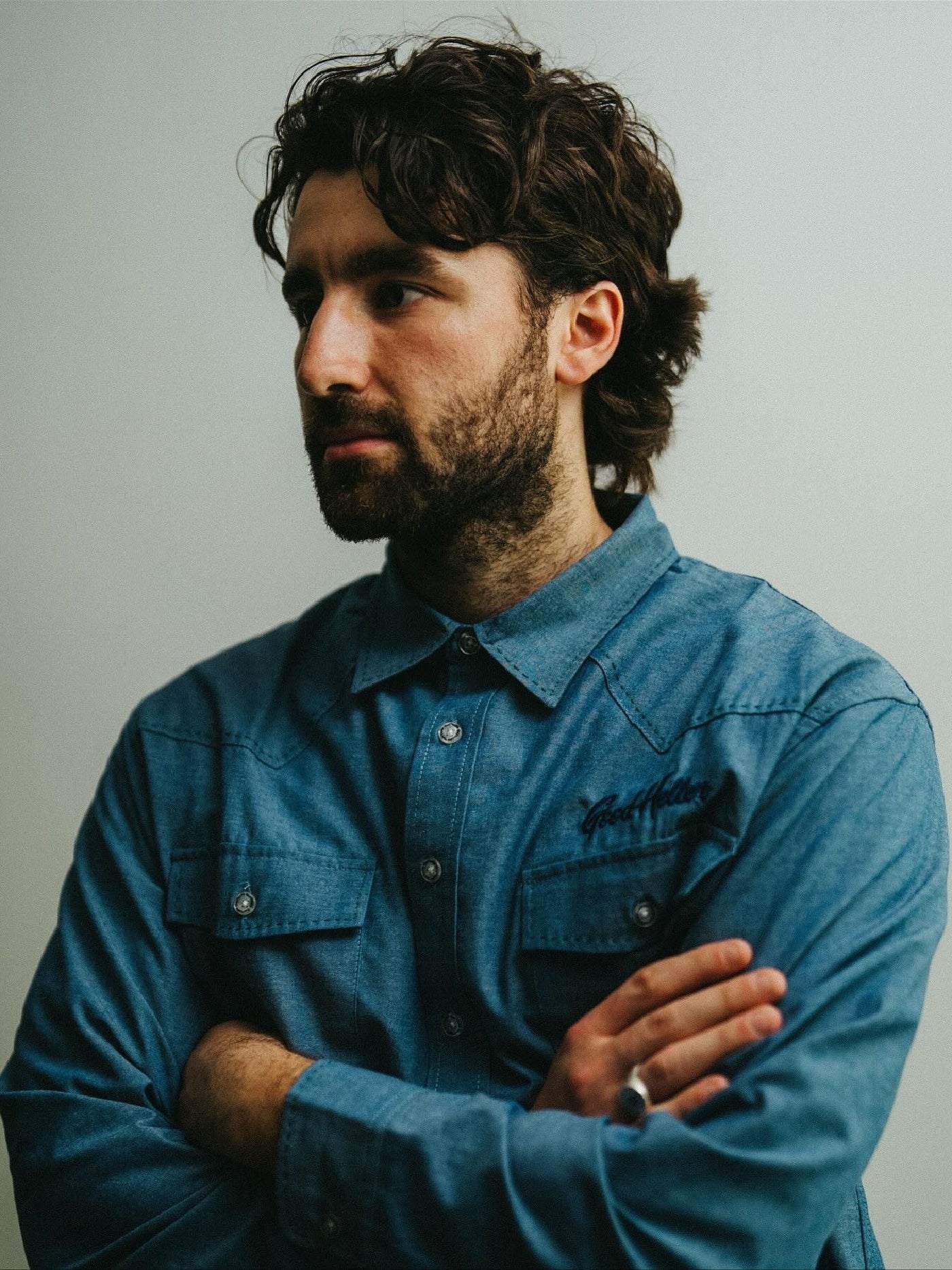 【9.20 (Sat) 12:00 Release】GOOD HELLER | CHAMBRAY WESTERN EMBROIDERY L/S SHIRT
