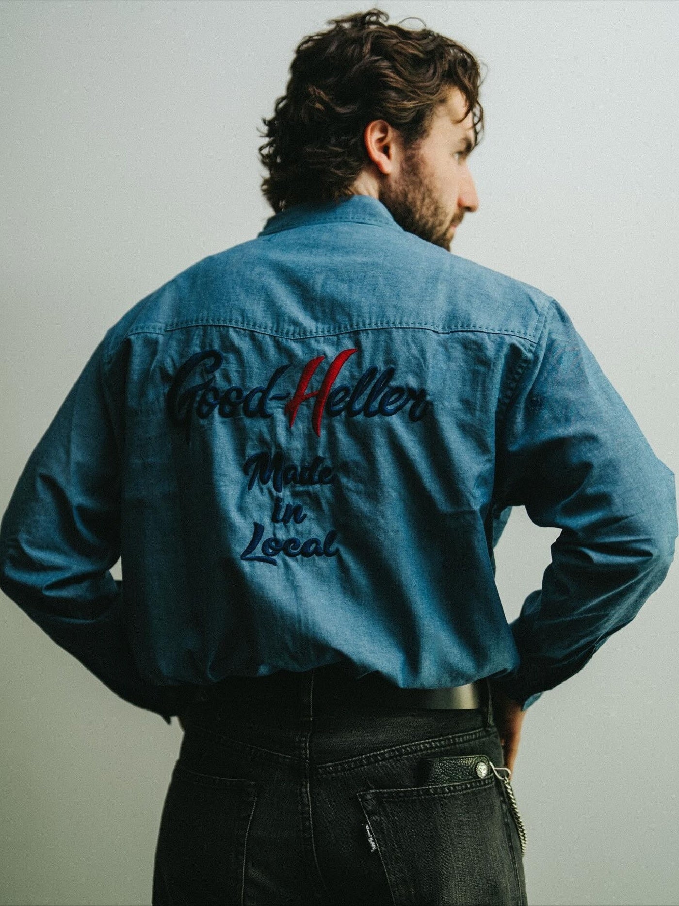 【9.20 (Sat) 12:00 Release】GOOD HELLER | CHAMBRAY WESTERN EMBROIDERY L/S SHIRT