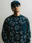 GOOD HELLER | BONE LOGO ALLOVER PATTERN CREW SWEAT - Navy