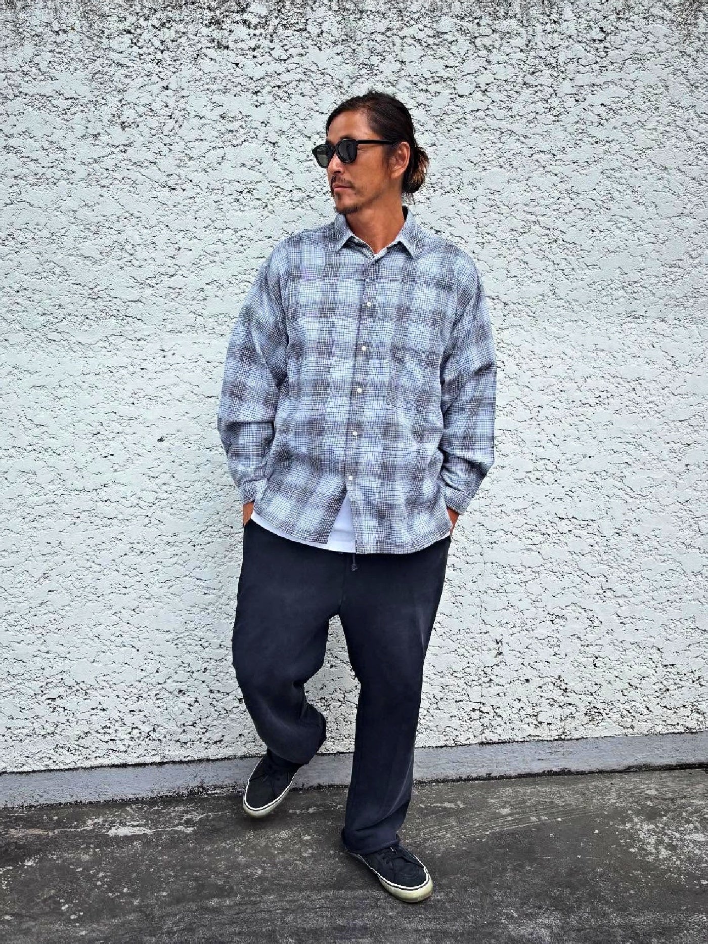 WAX | Brushed Check Shirts - Sax/Gray