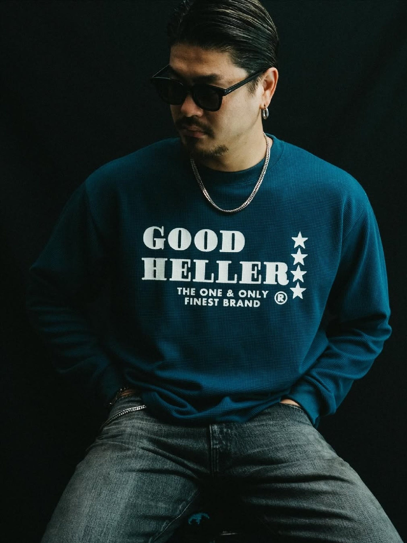 GOOD HELLER | LOGO THERMAL L/S T-SHIRT - Navy