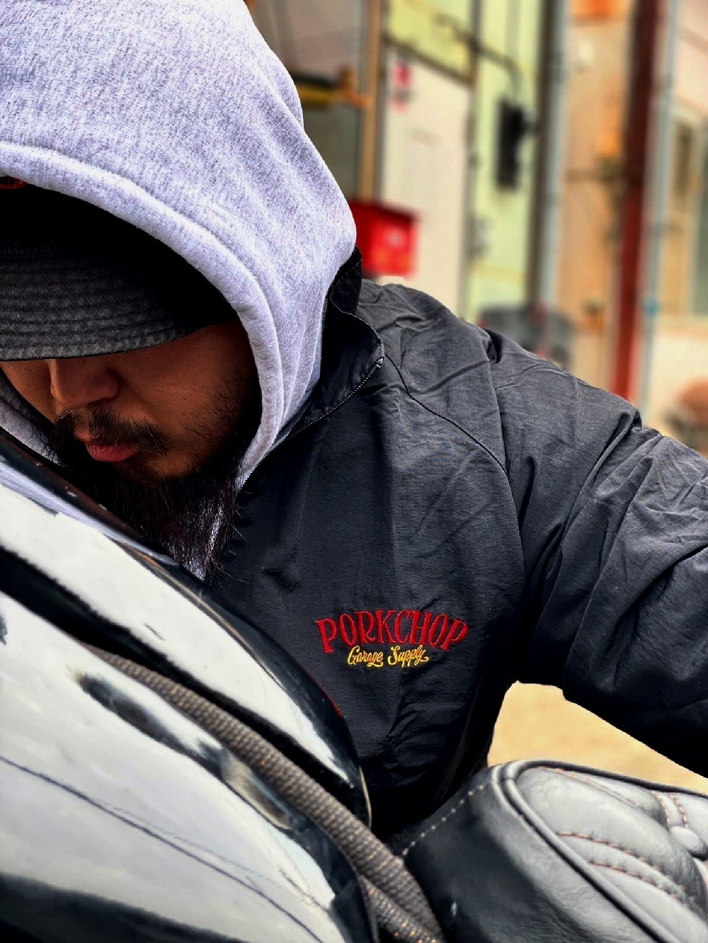 【11.2 (Sun) 12:00 Release】PORKCHOP | PORK BACK NYLON JKT - Black