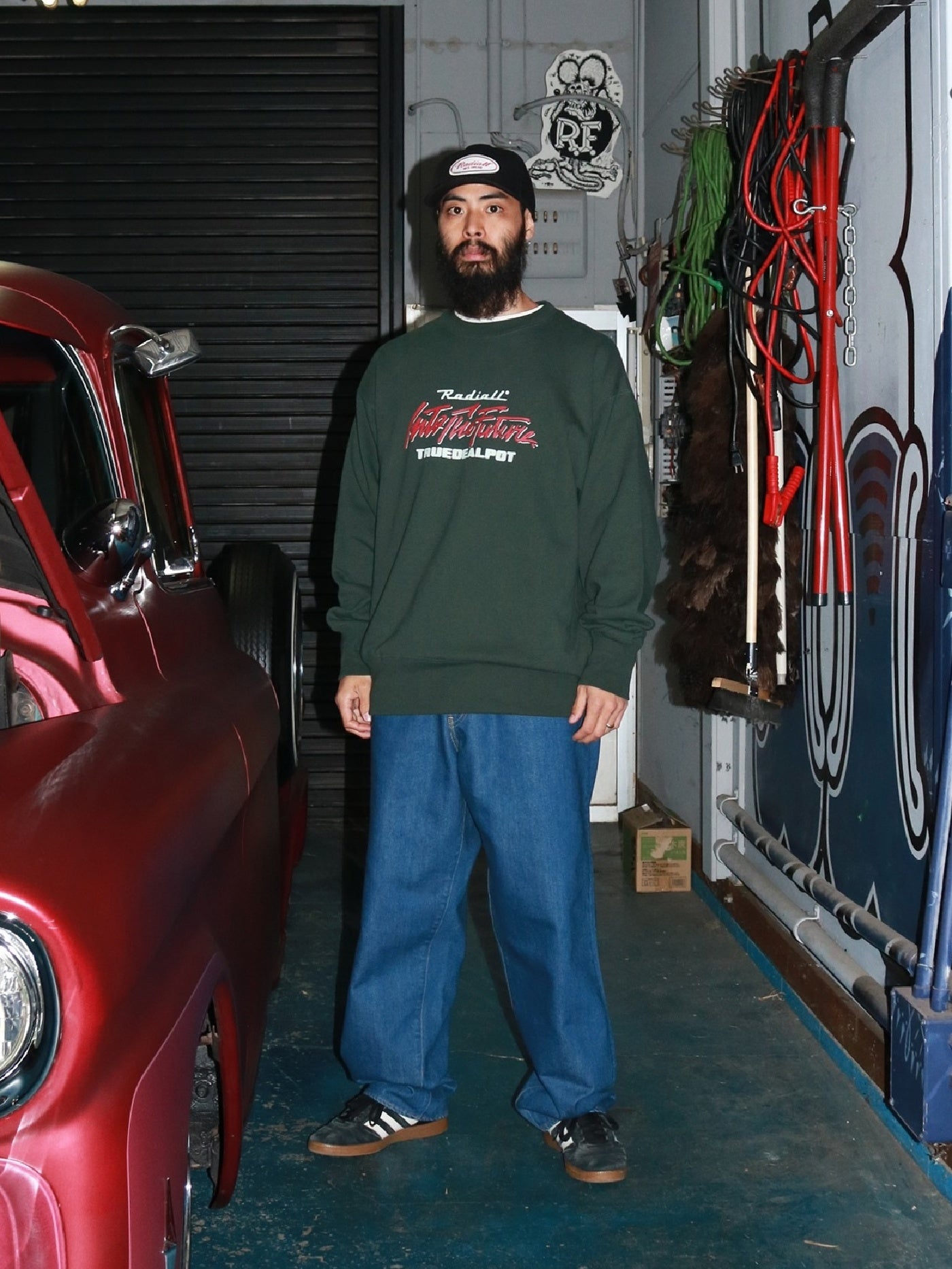 【11.8 (Sat) 12:00 Release】RADIALL | True Deal Pot - CREW NECK SWEATSHIRT L/S - Forest Green