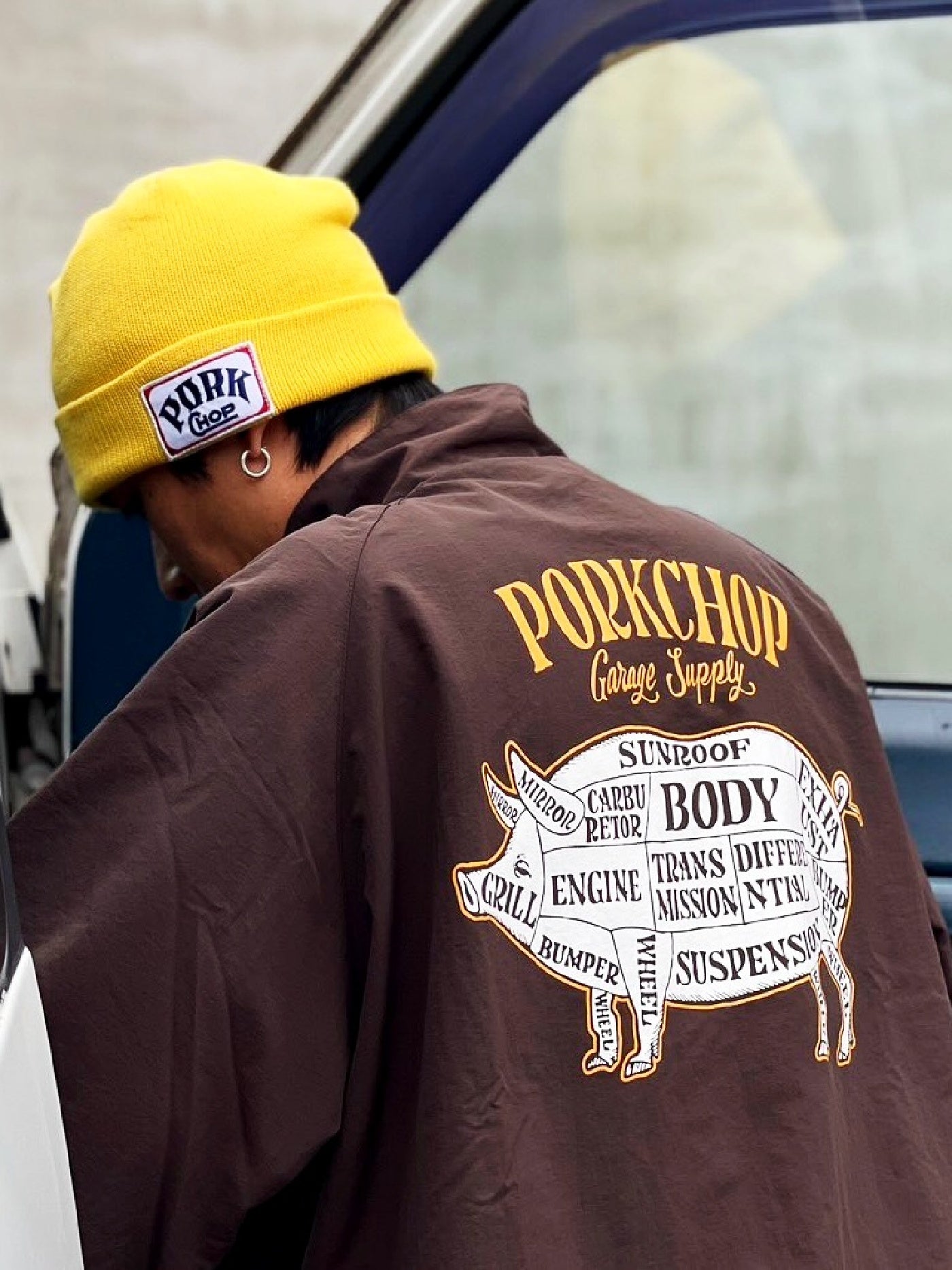 【11.2 (Sun) 12:00 Release】PORKCHOP | PORK BACK NYLON JKT - Dark Brown