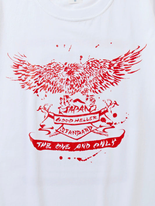 【8.2 (Sat) 12:00 Release】GOOD HELLER | JP CALLIGRAPHY EAGLE T-SHIRT - White/Red