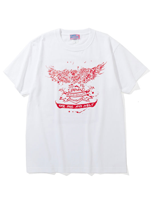 【8.2 (Sat) 12:00 Release】GOOD HELLER | JP CALLIGRAPHY EAGLE T-SHIRT - White/Red