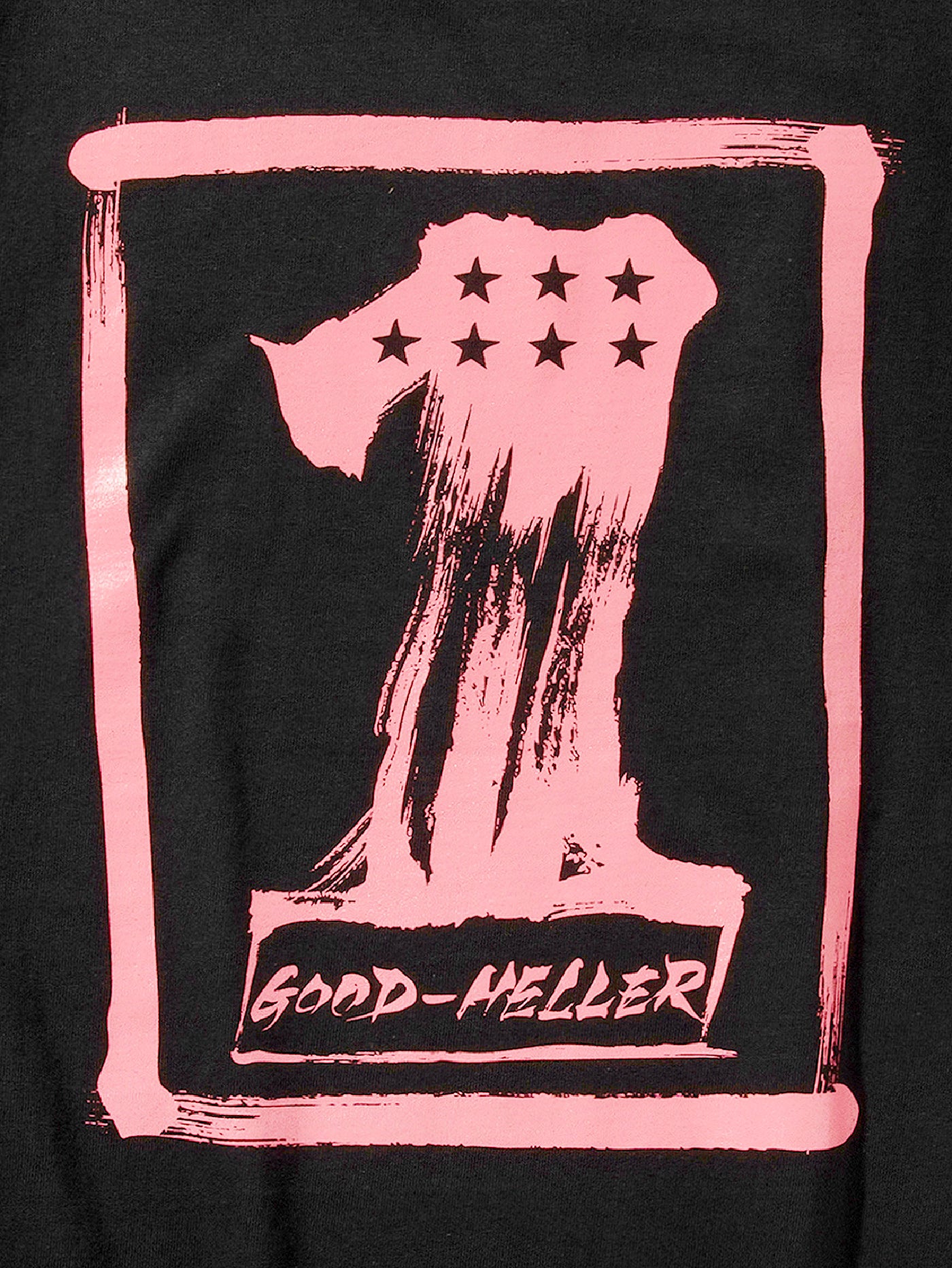 GOOD HELLER | JP CALLIGRAPHY EAGLE T-SHIRT - Ink Black/Pink
