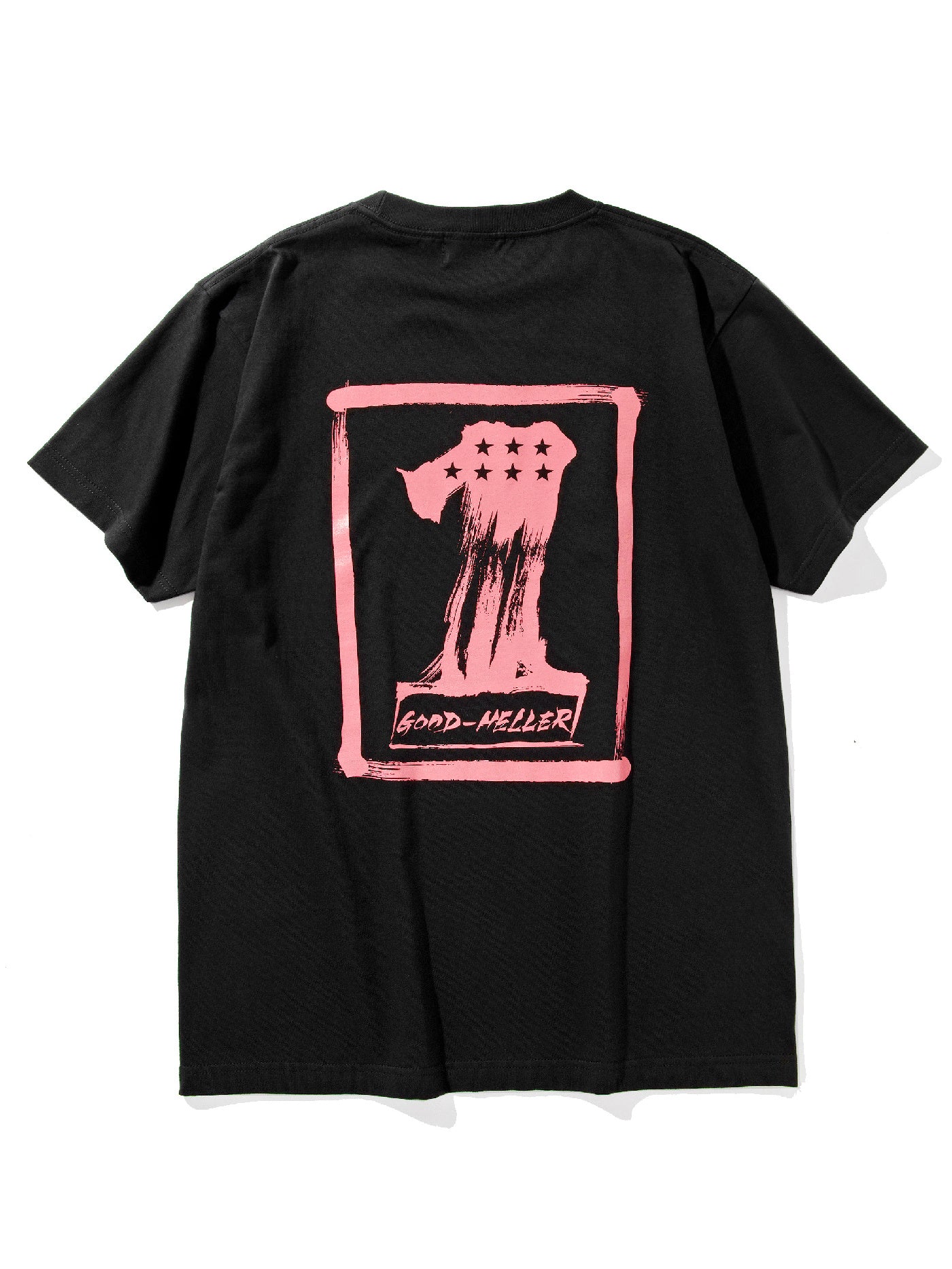 GOOD HELLER | JP CALLIGRAPHY EAGLE T-SHIRT - Ink Black/Pink