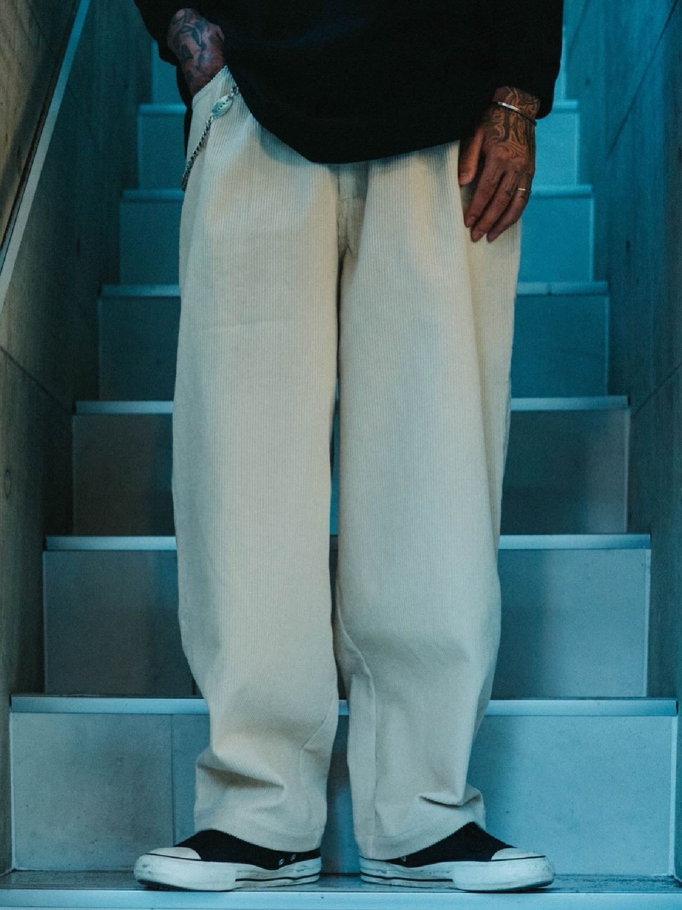 【12.27 (Sat) 12:00 Release】GOOD HELLER | CORDUROY WIDE STRAIGHT EASY PANTS - Ivory