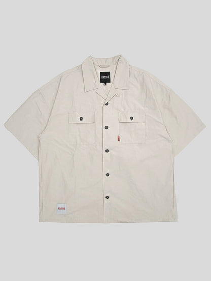 FLUTTER | T/C Open Collar S/S Work Shirts - Light Beige
