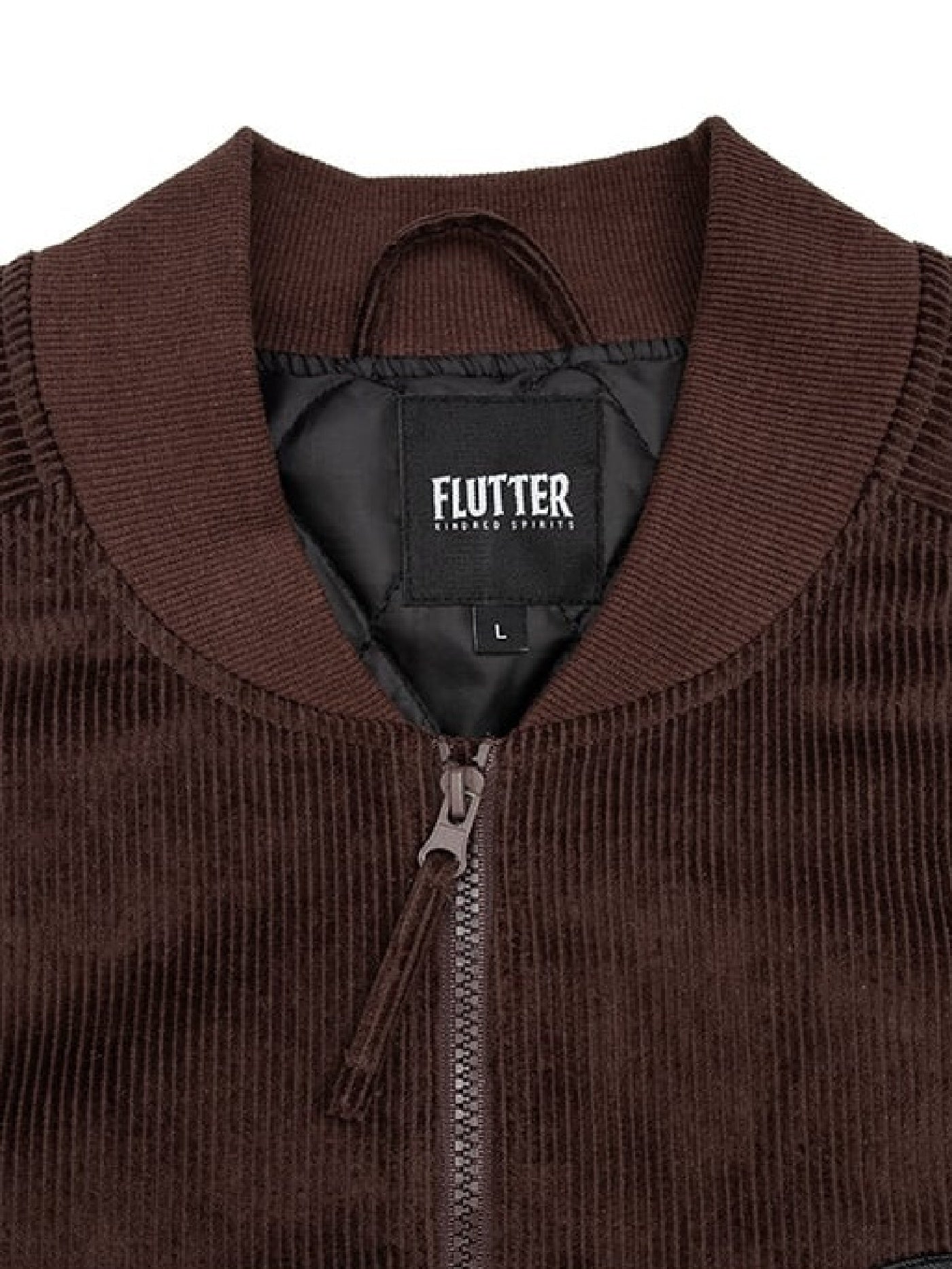 FLUTTER | Corduroy Padded Bomber Jacket - Brown