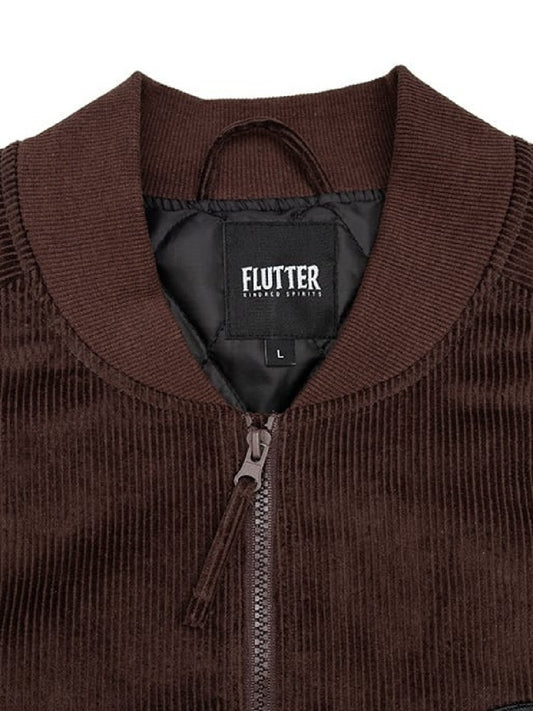 FLUTTER | Corduroy Padded Bomber Jacket - Brown